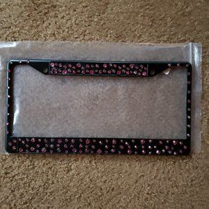 Metal license plate holder with crystals